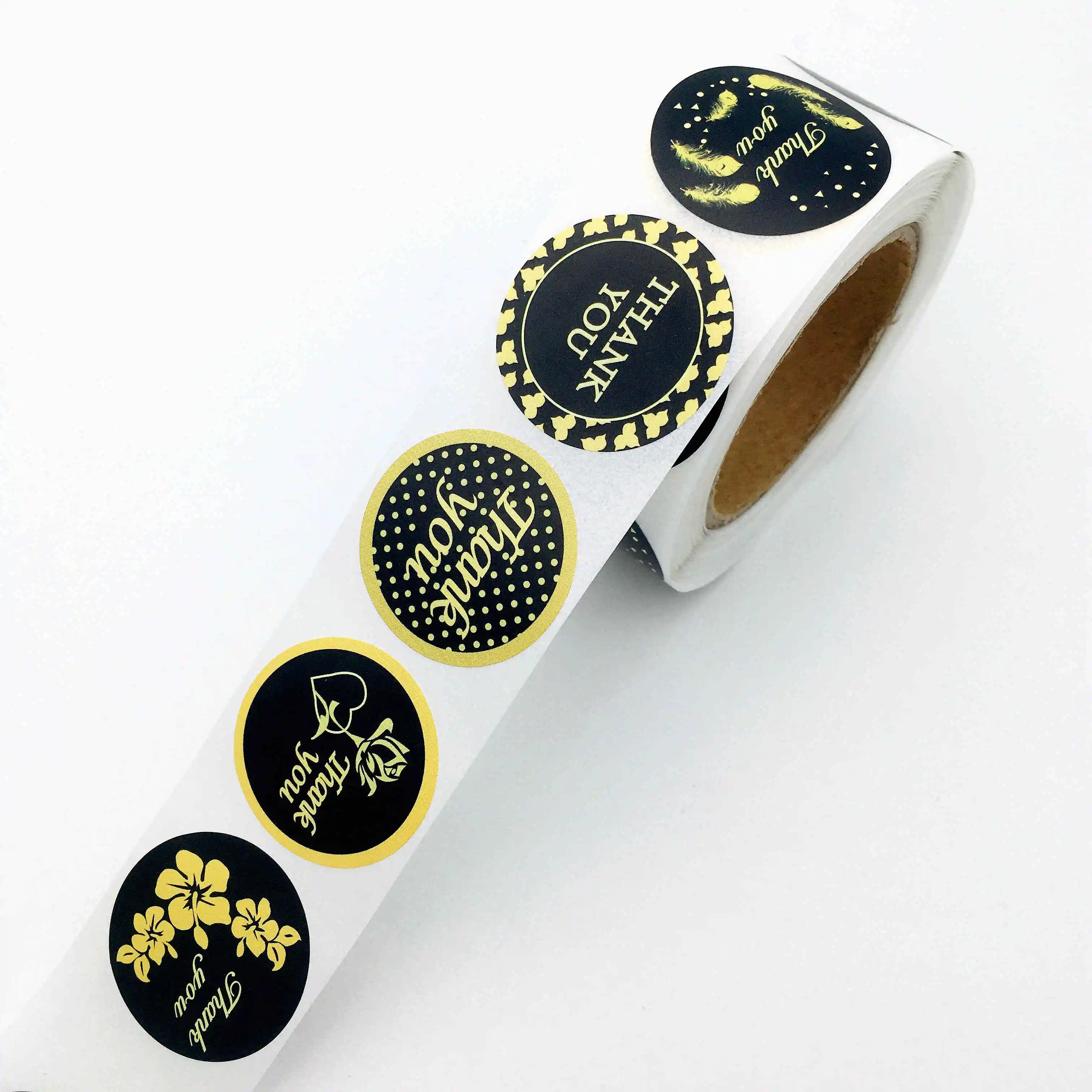 Ассорти золотых благодарственных наклеек в рулоне 5 уникальных дизайнов