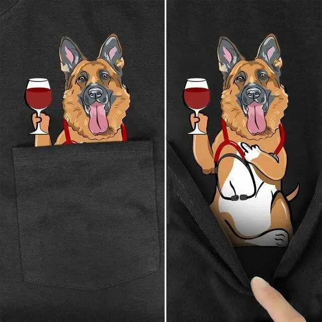 Tessffel NewFashion Movie Animal Dog Cat Pocket T-shirt Funny Harajuku Men/Women Summer Casual Cotton Tee Short sleeve Shirts D4