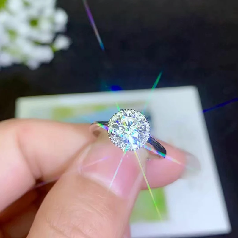 BOEYCJR 925 серебро 1ct/2ct/3ct F цвет Moissanite VVS обручальное свадебное кольцо с бриллиантом с национальным сертификатом для женщин