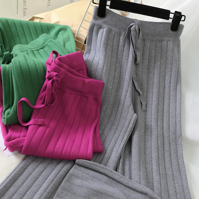 

Лидер продаж 2019 года, лимитированные Хлопковые Штаны из спандекса на плоской подошве, женские брюки, вязаные повседневные Джокер с высокой ...