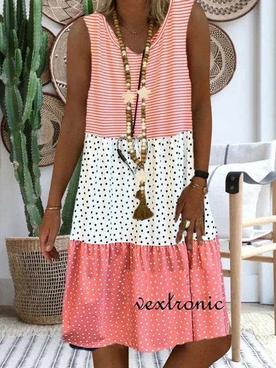 

Summer Boho Dress Plus Size M-5XL Women Fashion Prints v-neck Sleeveless Dress Beach Mini dresses party night Summer dresses NEW