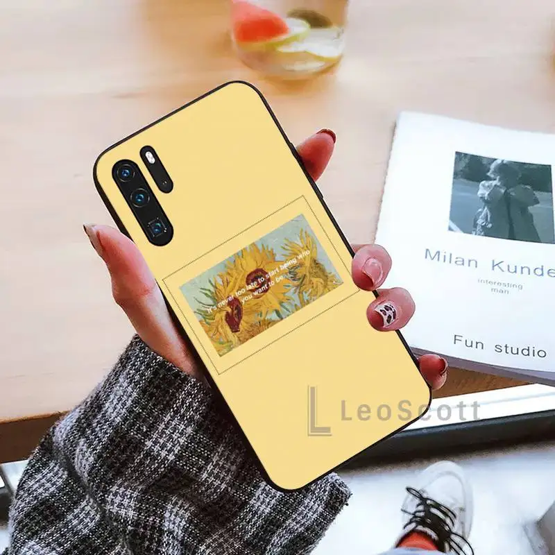 

Yellow flower Small daisy sunflowe Phone Case black For Huawei honor Mate mate P 10 9X 10i 20 30 40 y7 lite pro p smart 2019