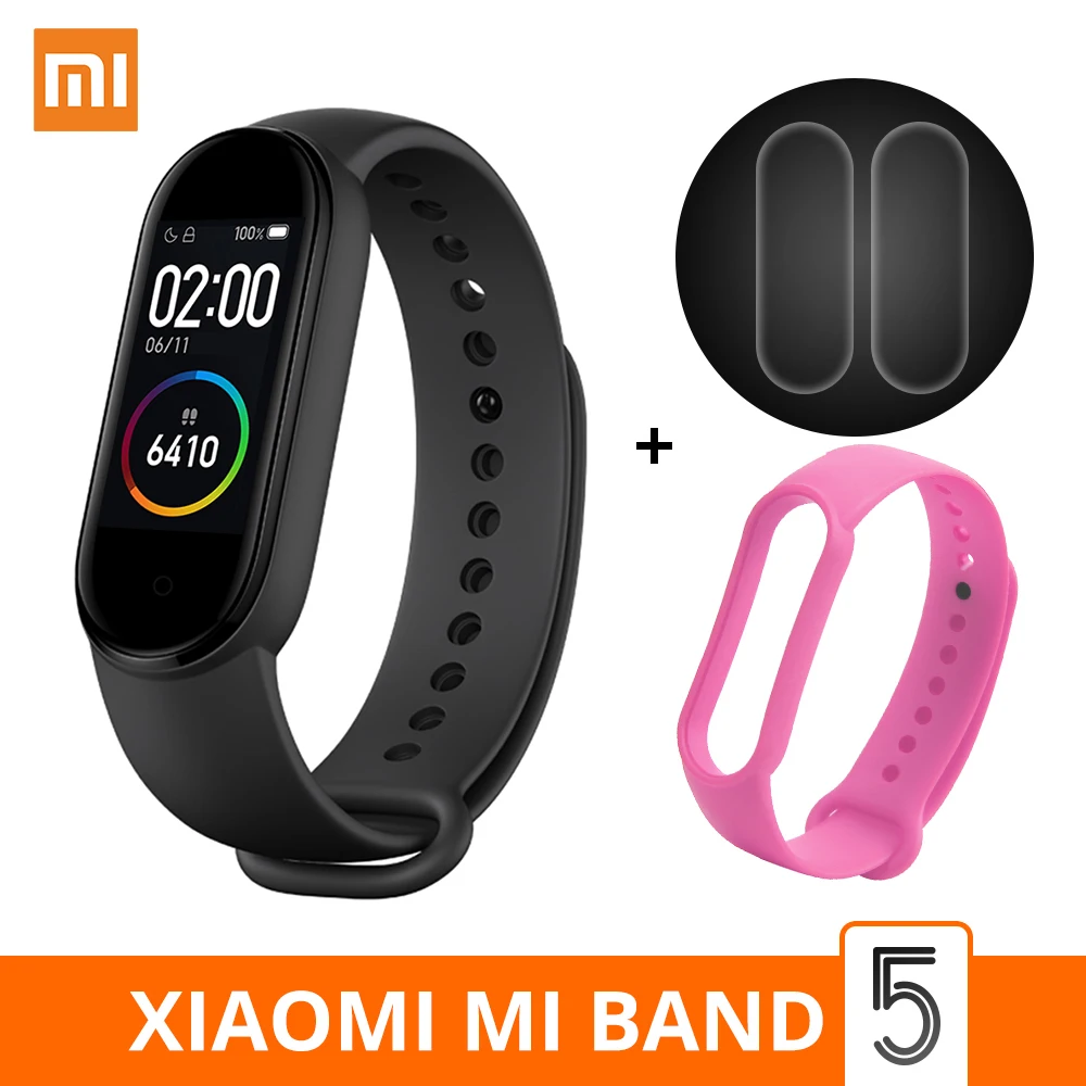 Смарт браслет Xiaomi Mi Band 5 водонепроницаемый смарт Miband фитнес трекер с экраном MOLED