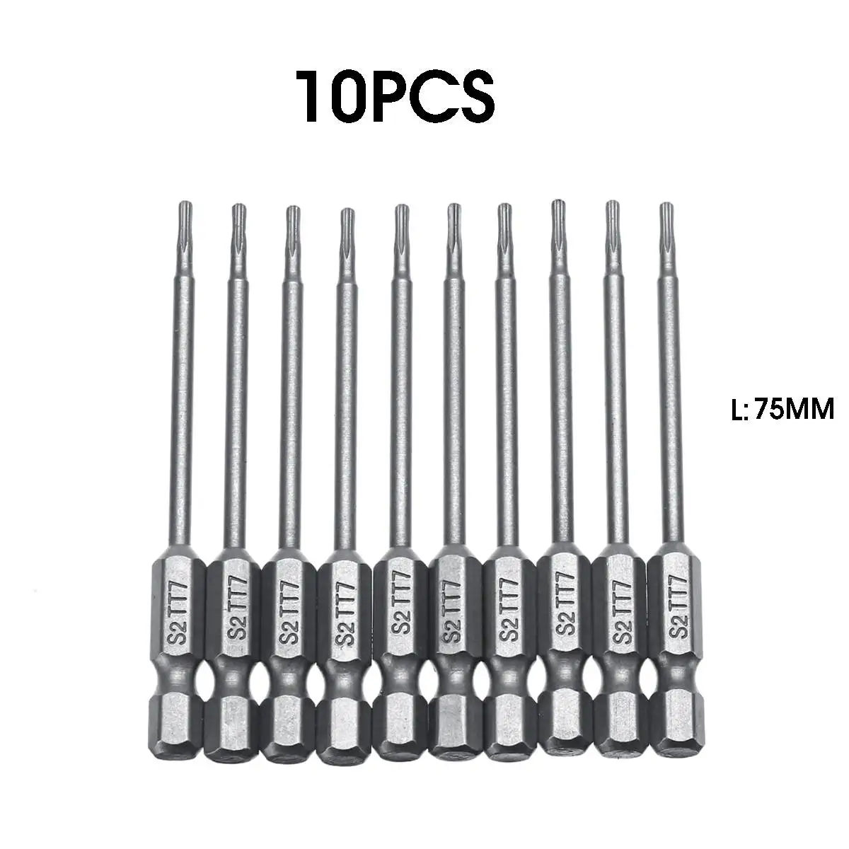 

1/4 Inch 10Pcs Torx Hex Shank Screwdriver Bit Set TT6-TT40 75mm S2 Alloy Steel Magnetic Hand Screw Driver Drill Repair Tool Set