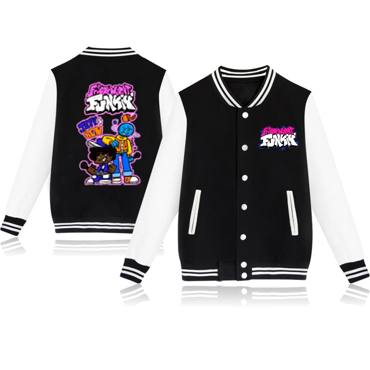 

Friday Night Funkin Harajuku Men's Coat Cool Boy Clothing Cartoon Bombers Jackets Music Game Male Oversize Jacket Streetwear