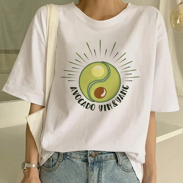 

New Avocado Shirt Vegan T Shirt Women Harajuku Kawaii Short Sleeve T-shirt Vogue 90s Korean Style Tshirt Fashion Top Tees F