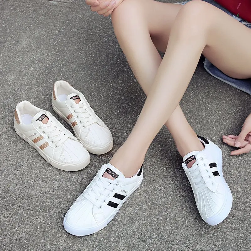 

Fashion Shoes Women's Vulcanize Shoes Autumn New Casual Classic Striped PU Leather Shoes Women Casual White Shoes Sneakers