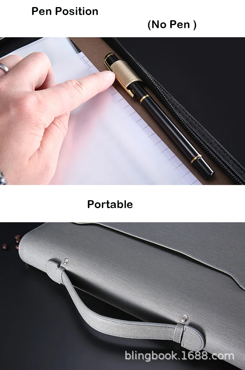 A4 Padfolio файл зажим для шкафа роскошный скоросшиватель фишарио Органайзер держатель деловые кольца менеджер портфель на молнии спиральная записная книжка