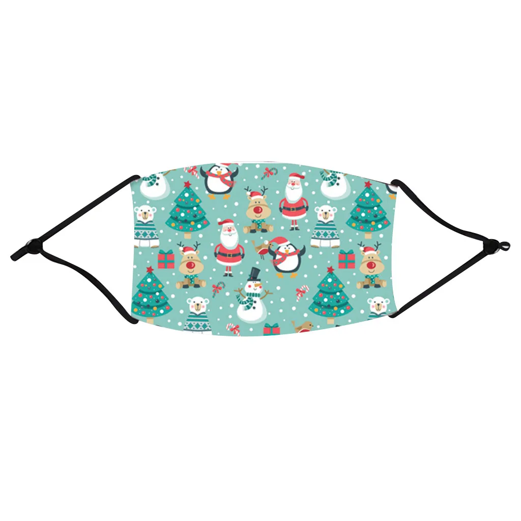 Christmas Print Face Mask For Adult Breathable Reusable Cotton Fabric Mouth Maszk Cover Mascara De Boca Balaclava Party2020 |