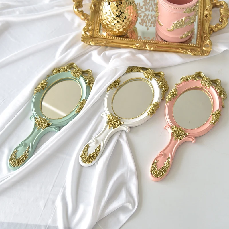 

Милый творческий Винтаж ручной зеркала косметическое зеркало для макияжа карманное косметическое зеркальце с ручкой для подарков