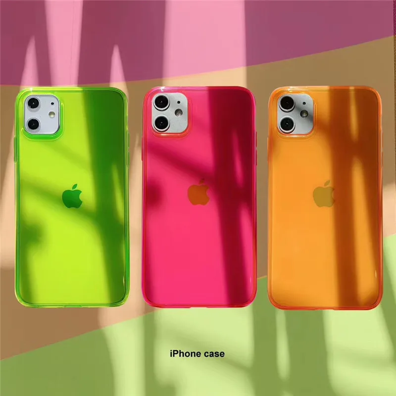 Флуоресцентный желтый розовый чехол для телефона Ins iphone 7 8 plus 11 Pro X XS MAX XR Роскошный