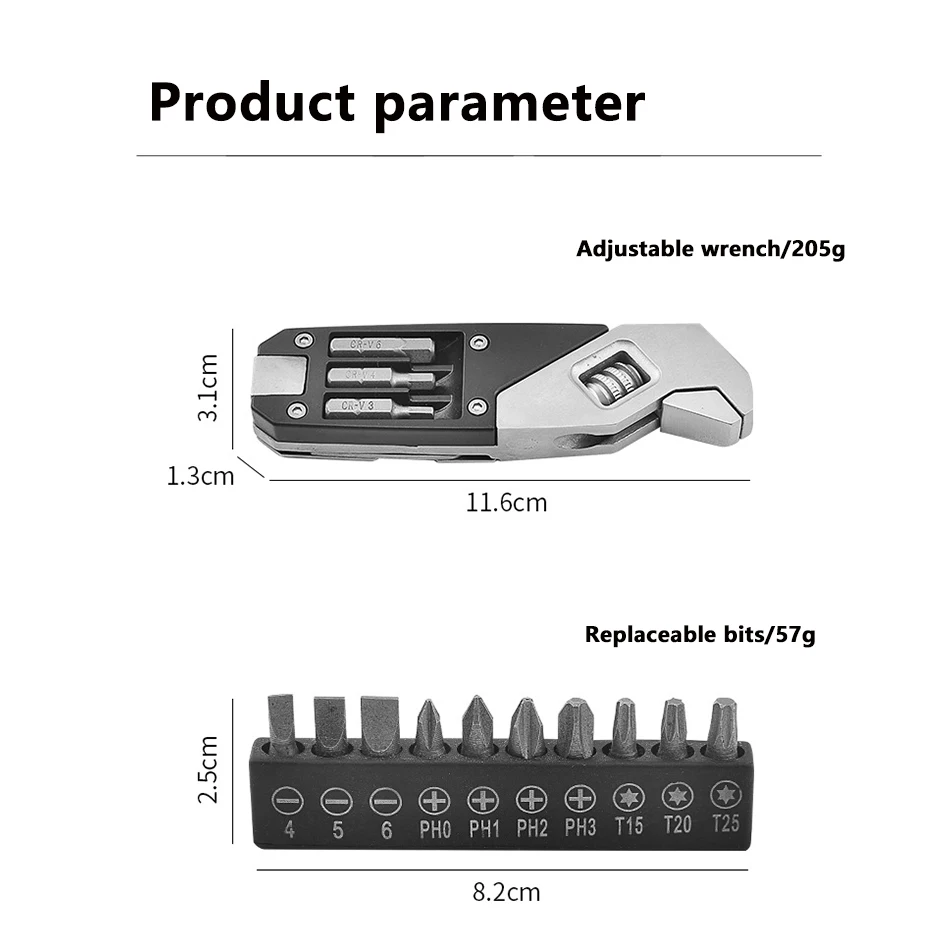 

Multifunction Wrench Universal Adjustable Wrench Spanner Set Quick Snap Soft Grip With Screwdriver