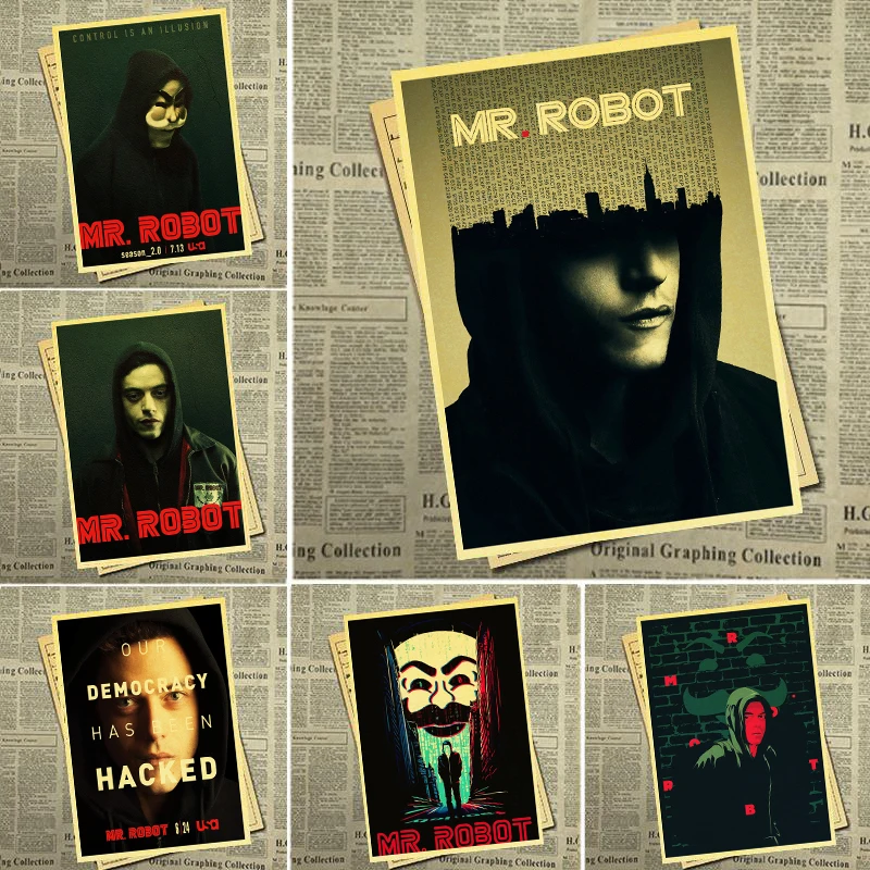 Ретроамериканский душевный триллер плакат с актерами сериала-Mr. Робот-наклейка для фильма стена крафт-бумага кино Декор/любовник коллекция