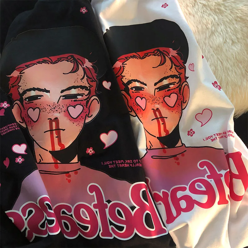 

Harajuku Unisex Couples Summer T Shirt Women 90s Graphic T-shirts Harajuku Top Tee Cute Short Sleeve Funny Graphic Tshirt Male