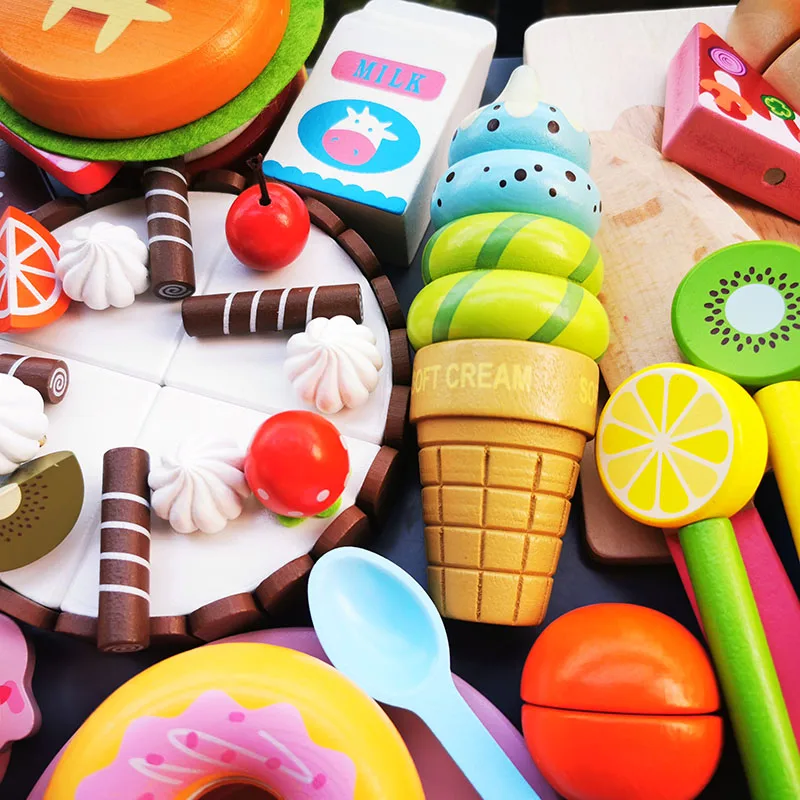 

Детская деревянная игрушка для еды, кухня, игрушка для ролевых игр, реальные деревянные овощи, фрукты с магнитом, обучающая игрушка для приг...