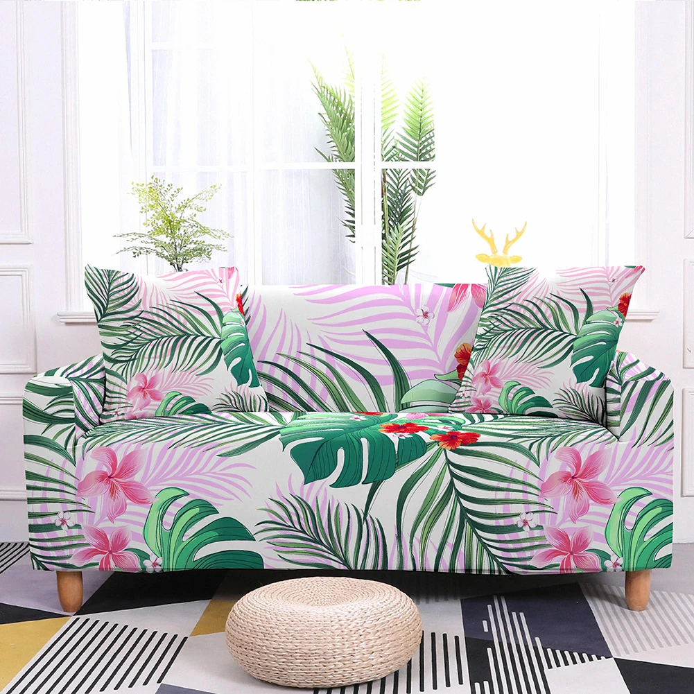 

Tropical Leaves Sofa Slipcovers Elastic Couch Covers for Living Room FLowers Armchair Cover Protector Home Decor 1/2/3/4-seater