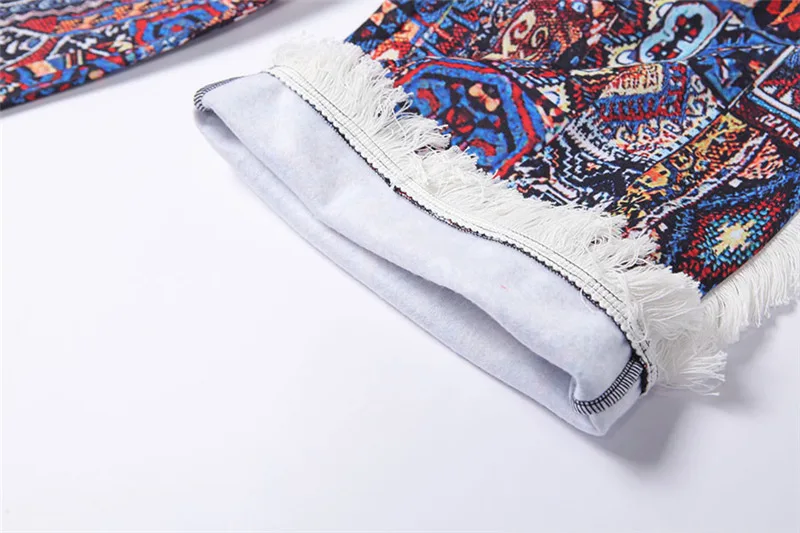 

Vintage Blue Boho Geometric Side Tassel Woman Pants 2021 New High Street Fashion Designer High Waisted Loose Women Bottoms Pants