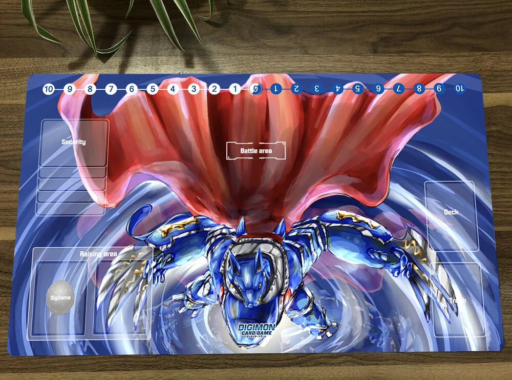 

Anime Digimon Playmat MirageGaogamon Trading Card Game Mat DTCG CCG Mat Mouse Desk Pad TCG Gaming Play Mat & Zones Free Bag