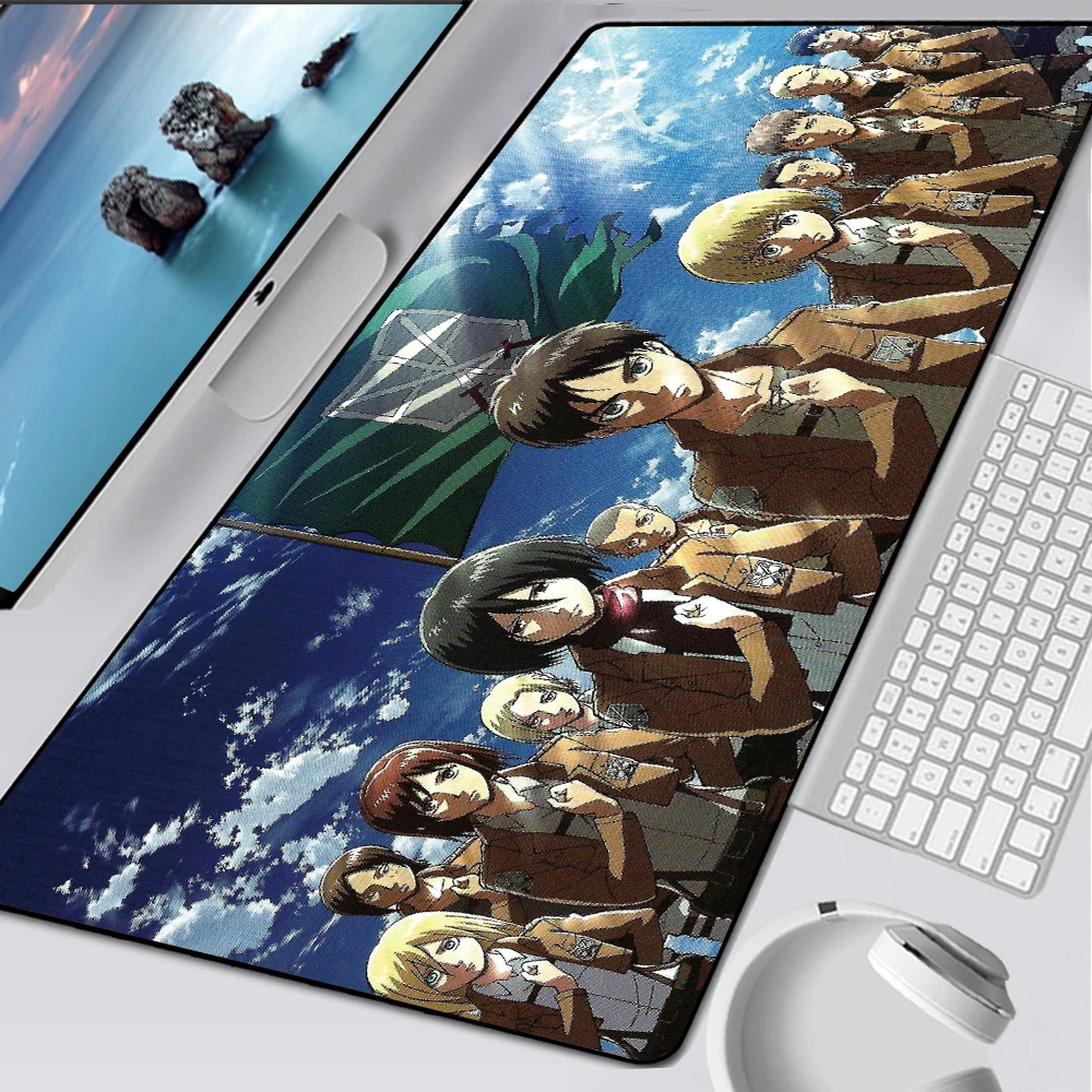 

90x40cm Attack on Titan Anime Large Lock Edge Mouse Pad Computer Mousepad XXL Gaming Padmouse Gamer Laptop Keyboard Mouse Mats