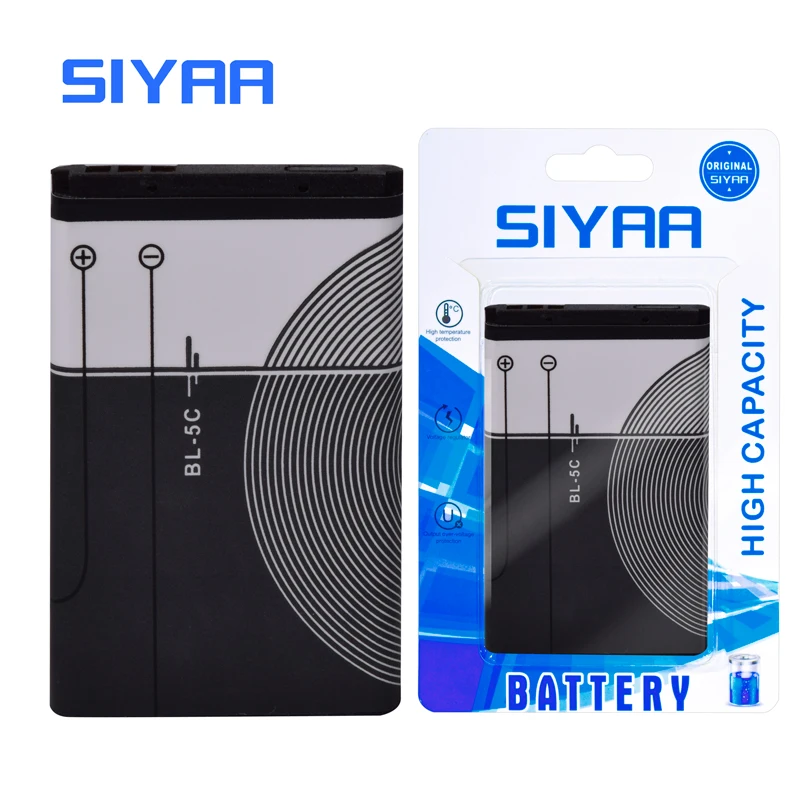 BL-5C SIYAA телефон Батарея BL-4C BL-5C BL-4B BL-5B BL-5J BV-5JW для Nokia 6100 6300 6260 6136S 2630 5070 C2-01 BL 4C BL 5C BL5C Батарея - Цвет: BL-5C