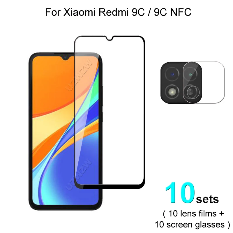 

10 комплектов для Xiaomi Redmi 9C NFC / 9C защита для экрана защитное закаленное стекло Взрывозащищенная и пленка для объектива камеры