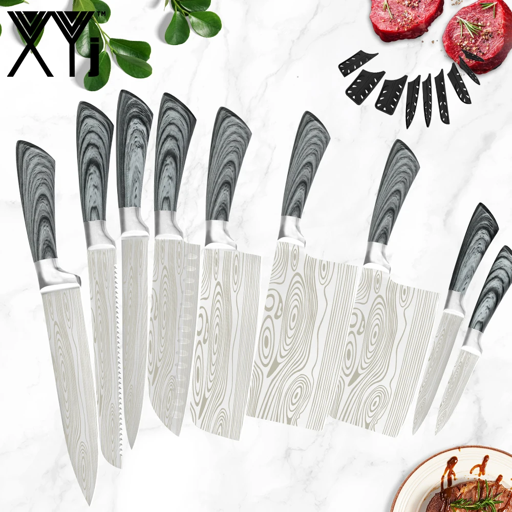 Набор кухонных ножей XYj из нержавеющей стали 9 предметов нескользящая ручка 3 5