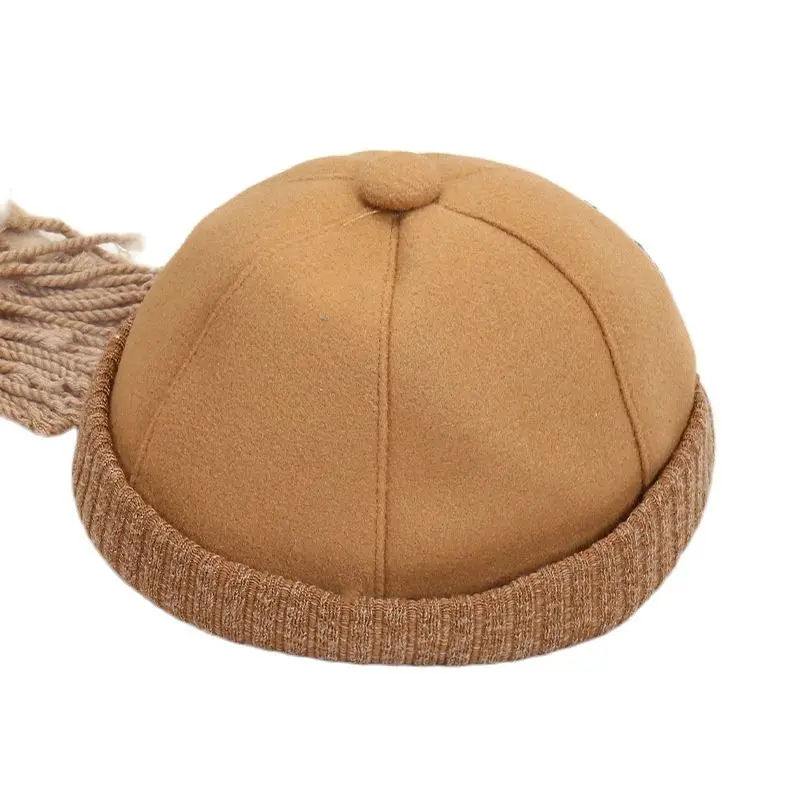 

Autumn Winter New Solid Retro Suede Landlord Hat Women's Knitting Curled Plush Melon Skin Hat Trendy Men's Fashion Bean Hat