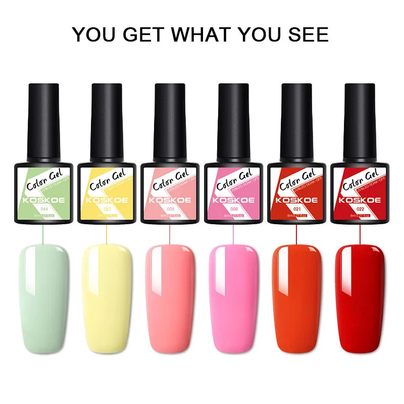 KOSKOE 8ml Color Gel Polish Semi Permanent Vernis Top Coat UV LED Varnish Soak Off Nail Art Glitter Nails | Красота и здоровье
