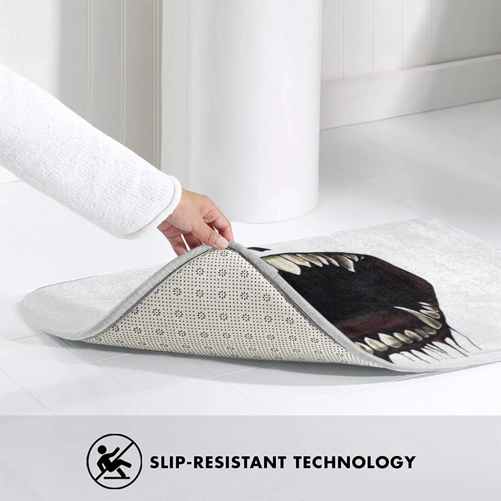 

Monster Carpet Mat Rug Cushion Soft Non - Slip Monster Demon Devil Danger Horror Mouth Printed Trending Meme Black