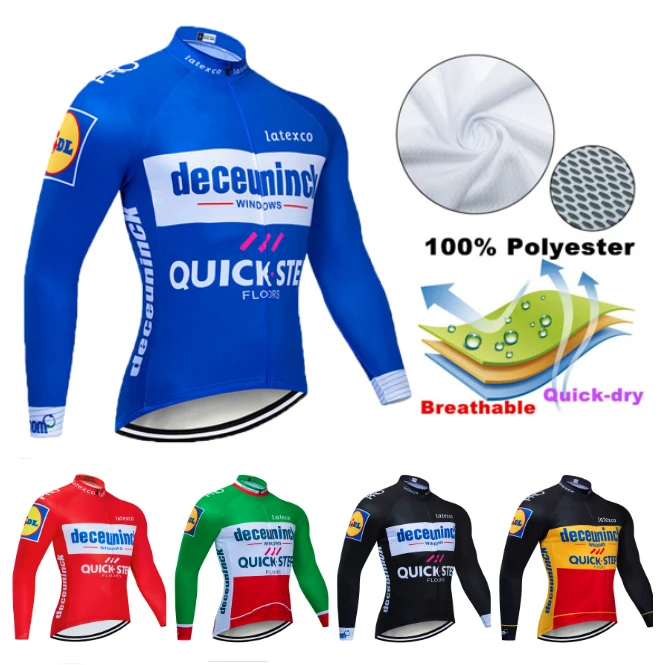 QUICK STEP Pro команда с длинным рукавом Джерси велосипедная рубашка мужская Велоспорт