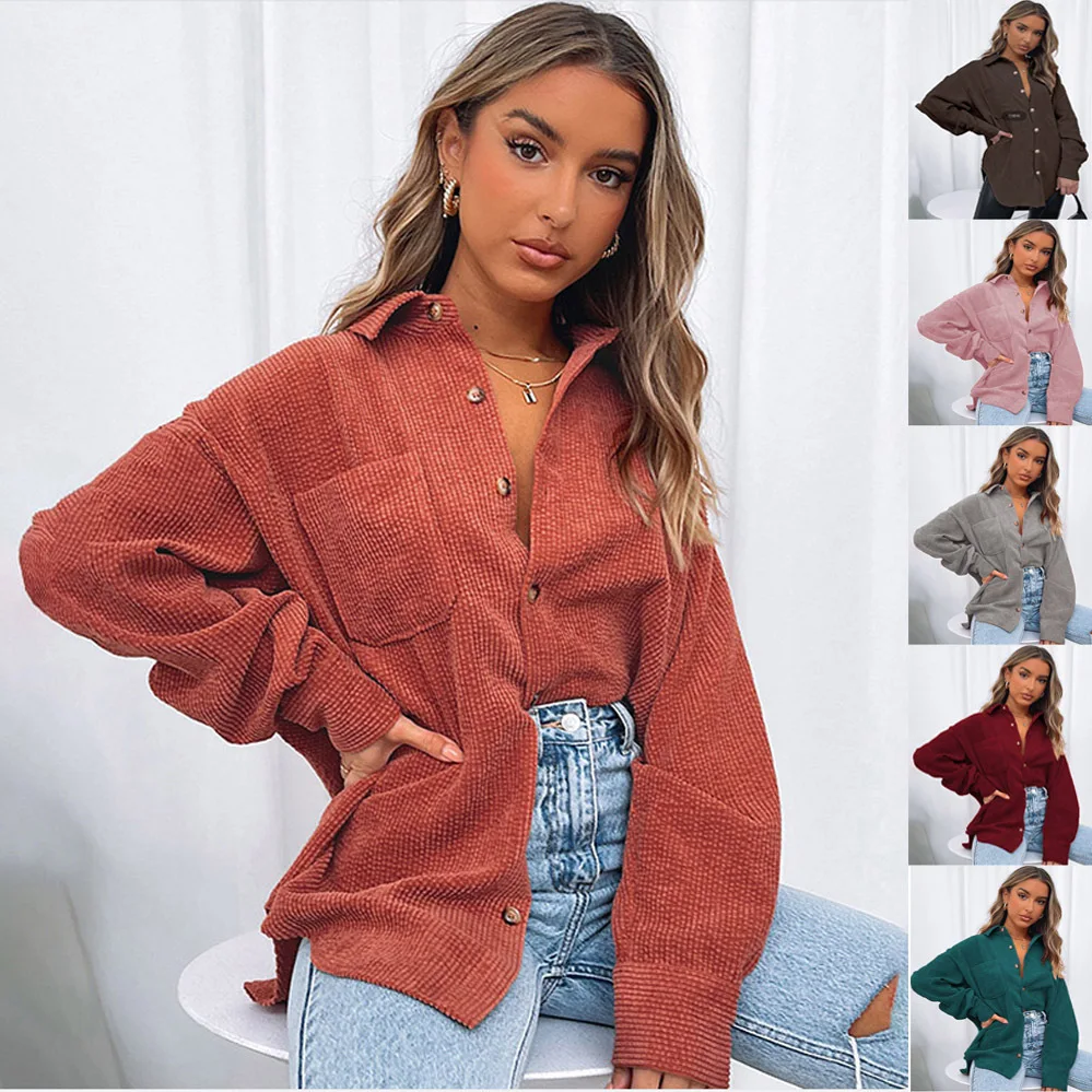 

2021 Autumn Women Shirt Coat Fashion Plaid Printed Turn Down Collar Long Coat Casual Single-Breasted Winter Female Overcoat
