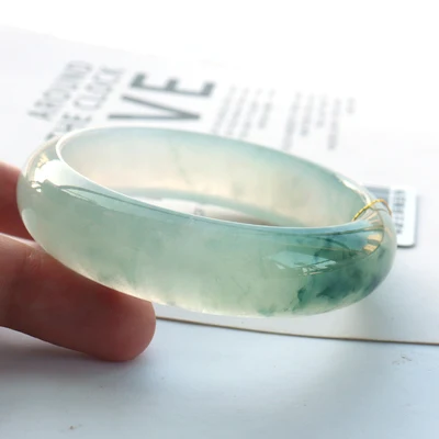 Натуральный бирманский жадеит 54-64 мм светильник браслет с голубым цветком