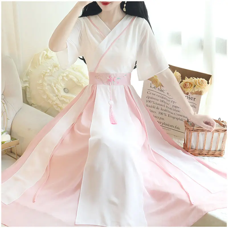 Новинка 2020 летние женские костюмы ханьфу в китайском стиле шифоновое сказочное