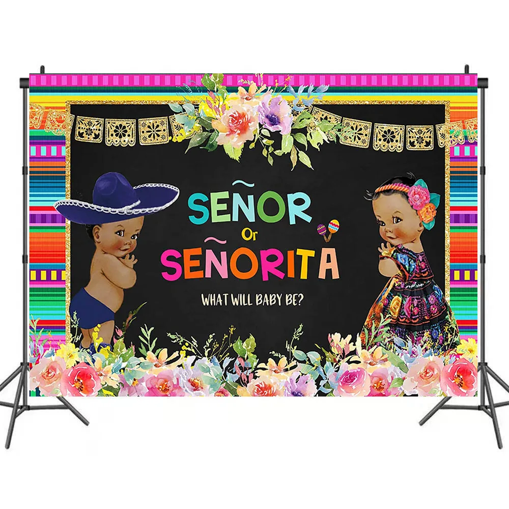 

Ethnic Style Flower Gender Reveal Background Portrait Photography Surprise Party Decors Photographic Backdrops Photocall Studio