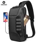 Мужская нагрудная сумка OZUKO, многофункциональная, водонепроницаемая, с разъемом USB, с защитой от кражи