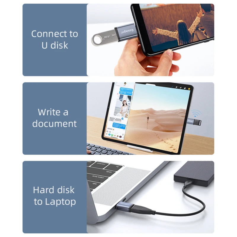 Адаптер Essager USB 3 0 Type-C OTG переходник Type C на мама для Macbook Xiaomi Samsung S20 USBC Micro коннектор |