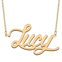 lucy name necklace for women stainless steel jewelry 18k gold plated nameplate pendant femme mother girlfriend gift