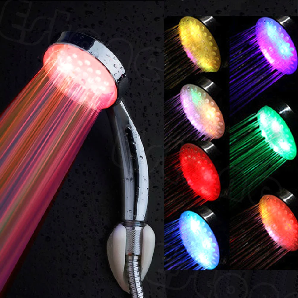 

Wonderful Colorful LED Light Stainless Steel Round Rain Bathroom Shower Head HOT