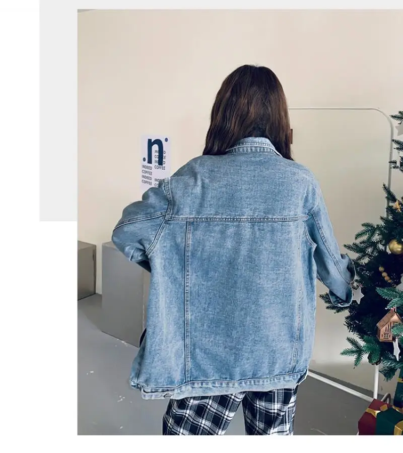 

2021 early spring new loose BF Korean version of the Hong Kong style oversize denim jacket female thin all-match jacket jacket