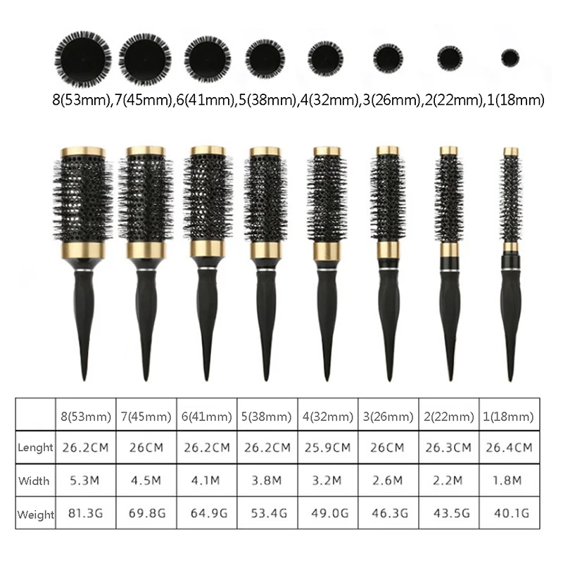 

1pcs Anti-static High Temperature Resistant Round Barrel Hair Comb Curling Barber Hair Styling Accessories