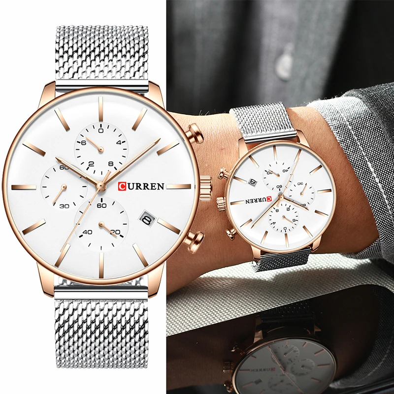 CURREN Military Sport Stainless Steel Men Watch Luxury Business Chronograph Quartz Watch Mens Casual Male Clock часы мужские