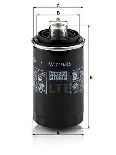 Фильтр масляный Audi A3 04/A4 07A5 1.8/2.0 07 MANN-FILTER W719/4 | Автомобили и мотоциклы