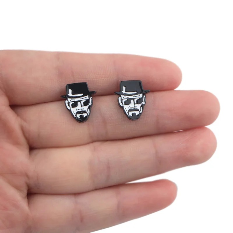 

HJ335 Breaking Bad TV studs Earrings For Womens Enamel Stainless Steel Pierce Korea Earrings Cool Jewelry Girls