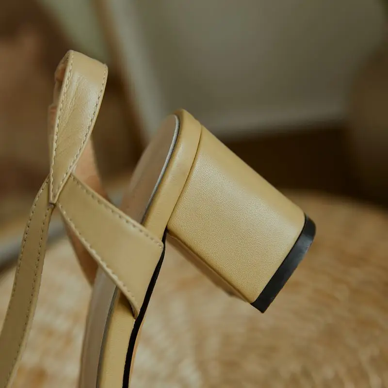 

ALLBITEFO new summer genuine leather thick heels women sandals women heels shoes high heels shoes beach sandals sandalias