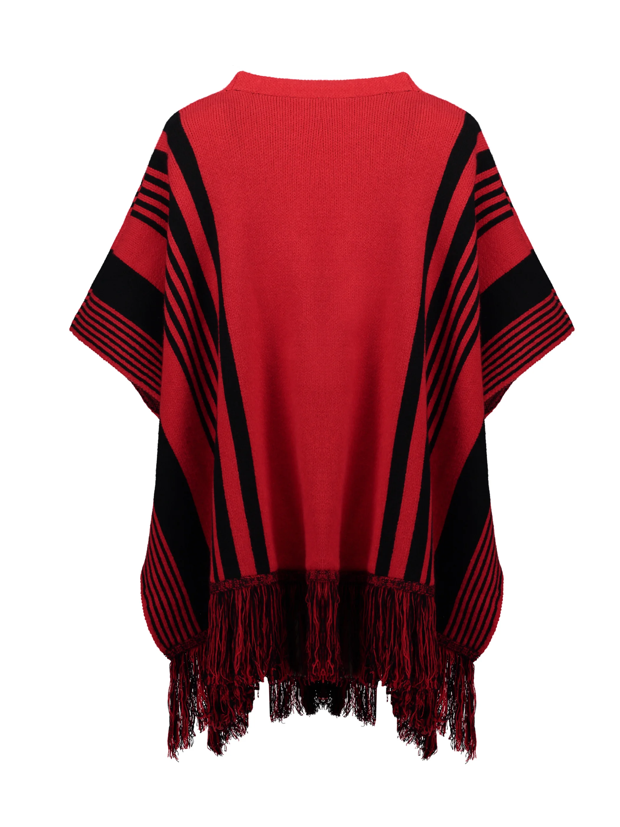 Women Cashmere Cape Red Stripe Color Block Knitted Tassel Shawl 2020 Knit Poncho Fashion Female Casual Boho Capes |
