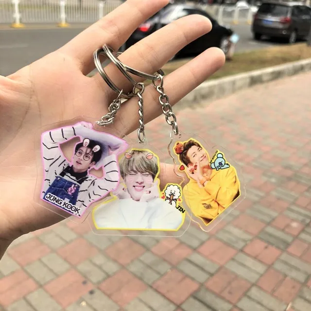 Милый мультфильм изображение альбом карта душа акриловый jungkook брелок J-HOPE V SUGA JIN RM JIMIN брелок