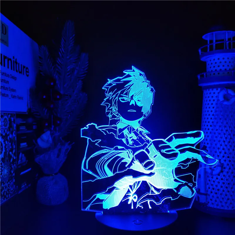 Boku no Hero Academia Anime 3D Lamp Todoroki Shoto Figure Led Night Light Color Changing Desk Lamp Gift Kids Child Bedroom Decor