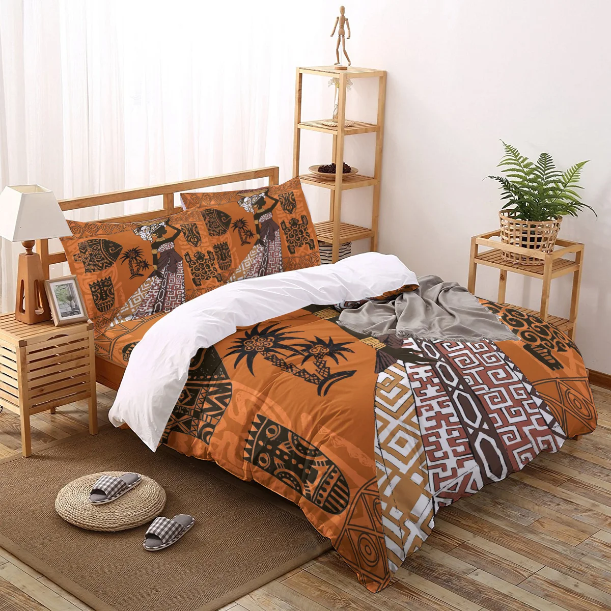

African Woman Fish Turtle Retro Culture Bedding Set Duvet Cover Creative Comforter Bed Cover Set Housse De Couette Bedclothes