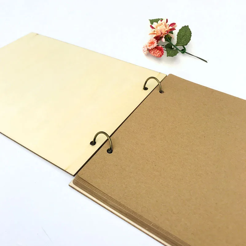 40 Page Personalized Guest Book Wreath Garden Wedding Engraved Wooden Floral Decor |