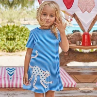 New Summer 2021 1-6Year Children Dress Printed Embroidery Cartoon Girls Knee-Length Dress